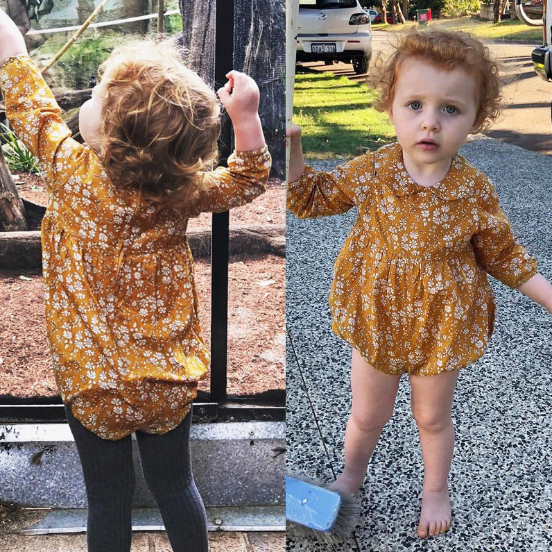 Floral Long Sleeve Baby Romper for Girls