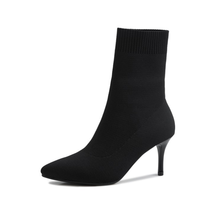 Wool Cylinder Short Boots and High Heels