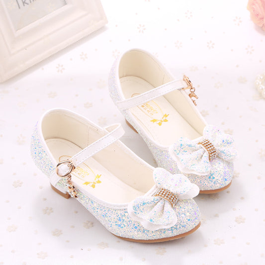 Sequined Bow Small High Heeled Shoes