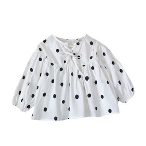 Polka Dot Baby Doll Long Sleeve Puff Sleeve Top