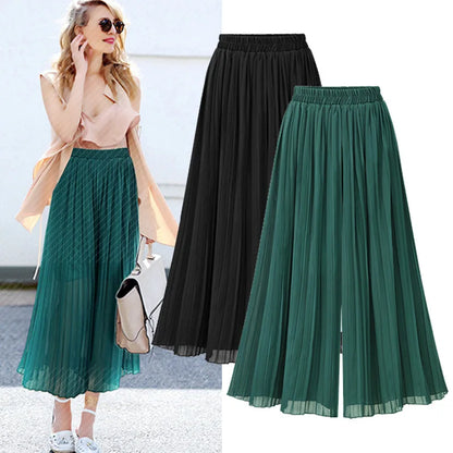 Plus Size Loose Chiffon Wide Leg Pants for Summer