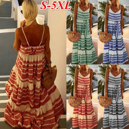 New Plus Size Bohemian Deep V Neck Dress
