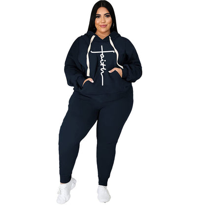 Trendy Plus Size Women's 2-Piece Tracksuit Set