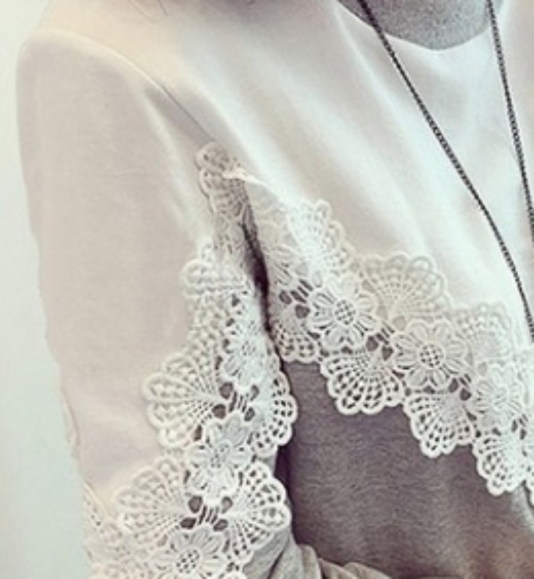 Plus Size Loose Long Sleeve Sweater with Lace Detail