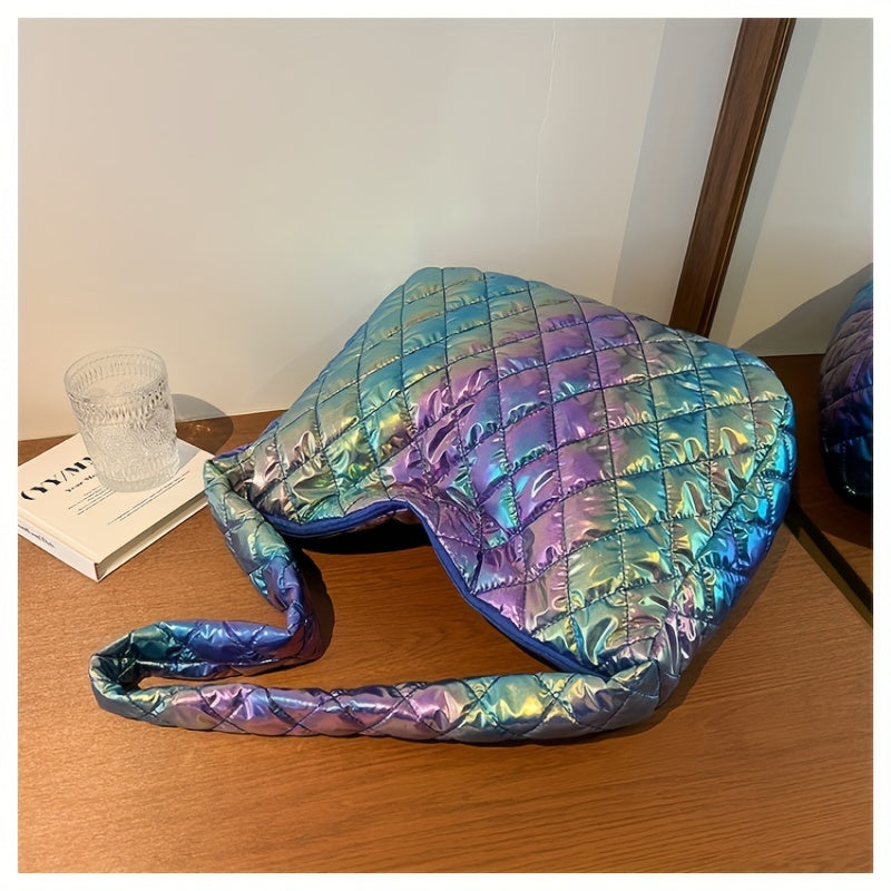 Large Space Print Cloud Pleated Women's Tote Bag