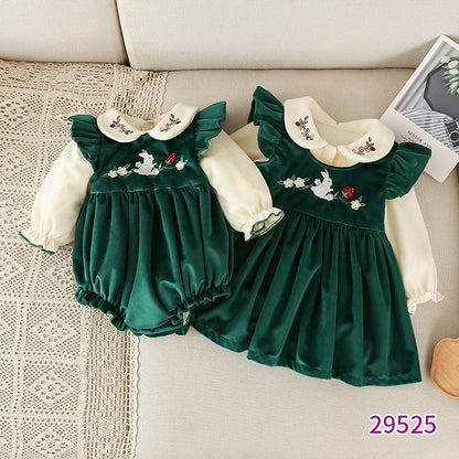 Winter New Girls' Velvet Dress for Kids