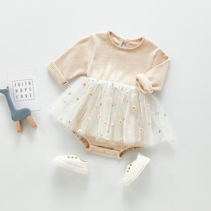 Toddler Girls' Autumn Winter Knit Romper Dress Outfit