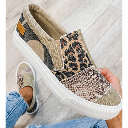 Women's Casual Snake Print Canvas Shoes with Thick Sole