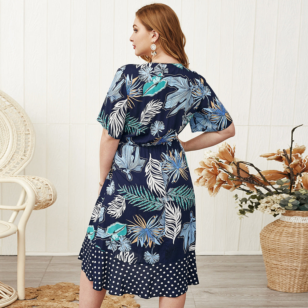 New Plus Size Dress with Floral Patchwork