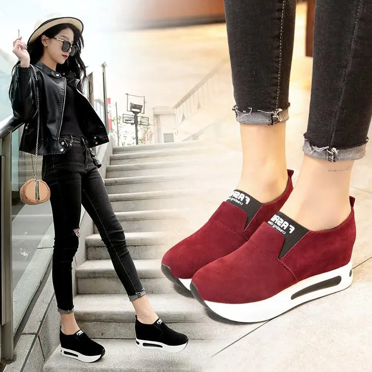 High-Top Casual Women's Sneakers - Trendy Slip-On Shoes