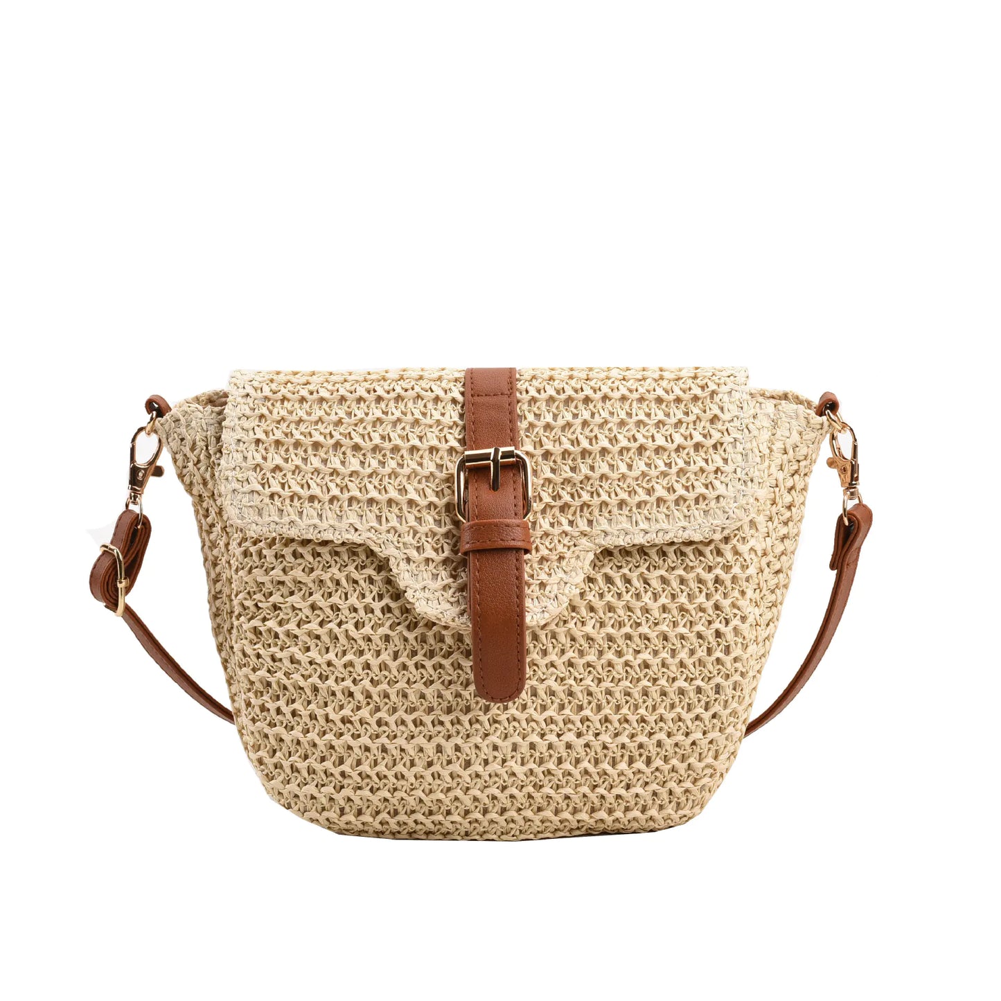 Women's Straw Messenger Bag  Casual Saddle Bag