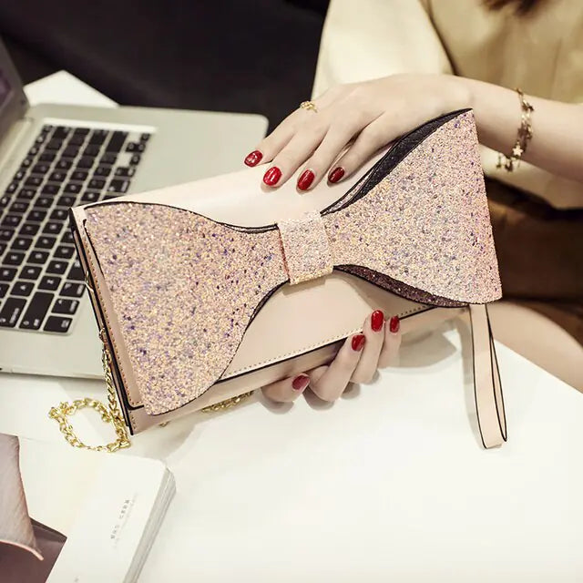 Bolso de mano de lentejuelas brillantes con cadena para mujer