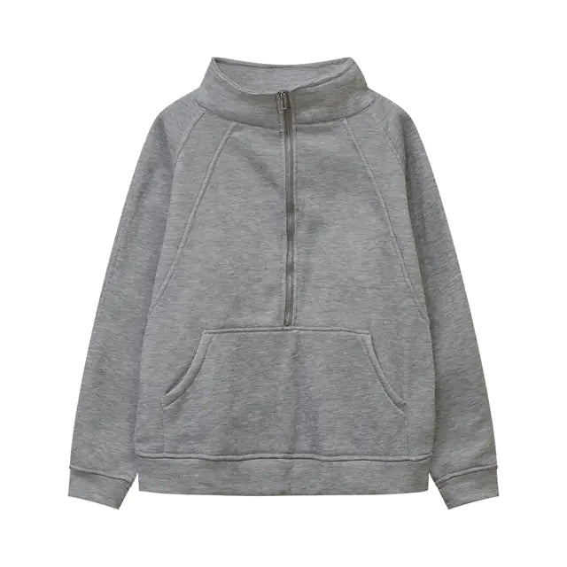2023 Autumn/Winter Women's Plush Half Zipper Sweatshirt