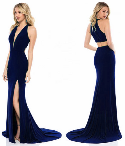 Women's V-Neck Sleeveless Long Dress Gown