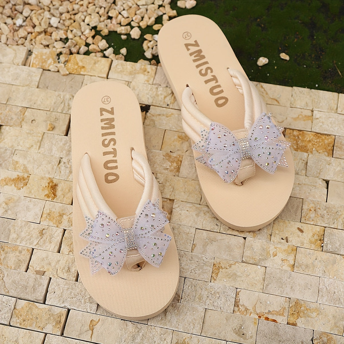 Women's Glitter Bow Flip-Flops