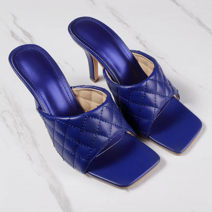 Checked High-Heeled Sandals for Spring and Summer