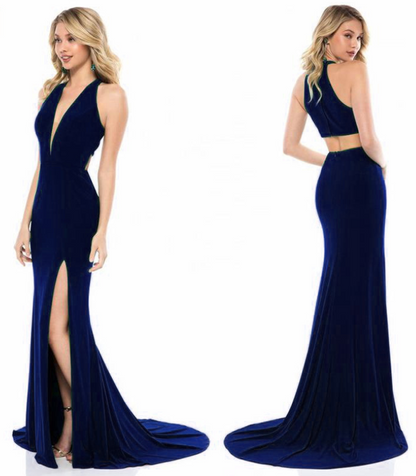 Women's V-Neck Sleeveless Long Dress Gown