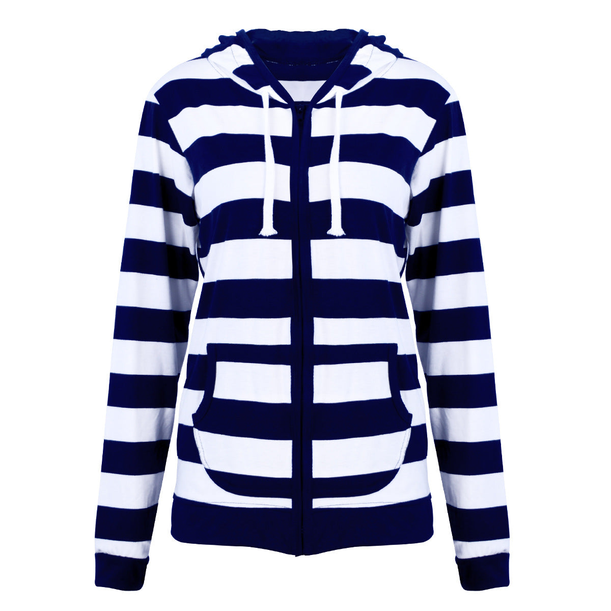 Plus Size Striped Long Sleeve Hoodie Cardigan for Women