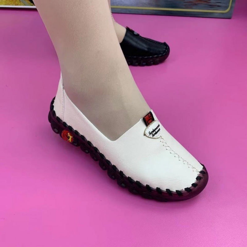 Comfortable Women's Casual Flat Leather Shoes for Daily Use