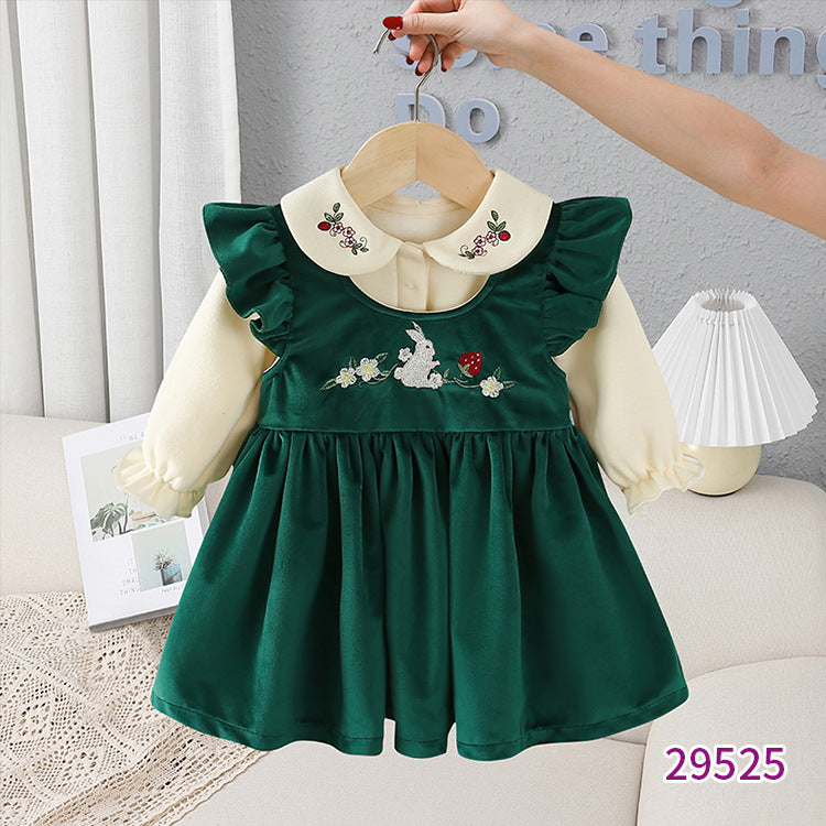 Winter New Girls' Velvet Dress for Kids