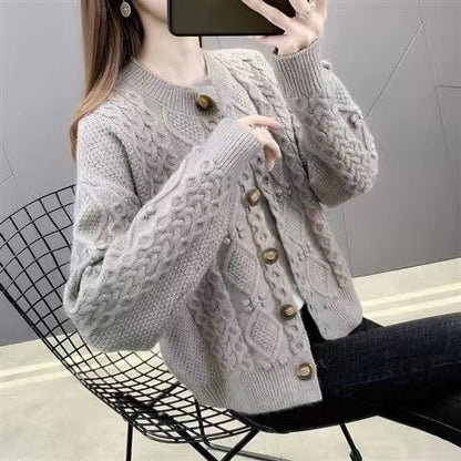 Women's Solid Color Loose Knit Cardigan Sweater