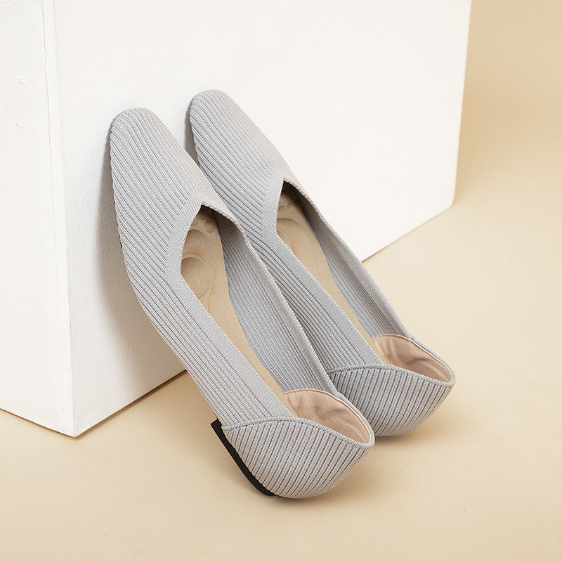 Knitted Flat Shoes with Soft Sole for Women
