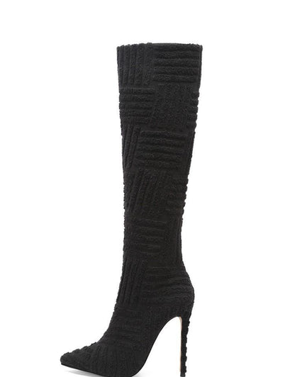 Green Rose Red High Tube Heels Boots