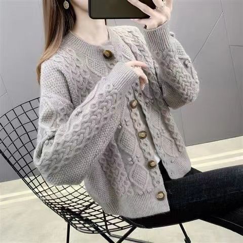 Women's Solid Color Loose Knit Cardigan Sweater