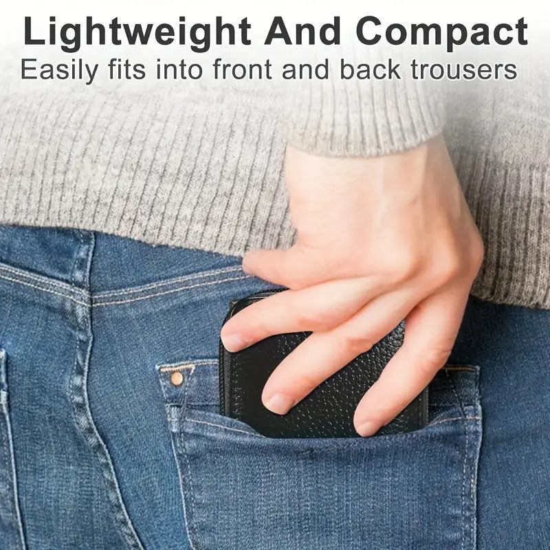 RFID Blocking Leather Mini Wallet  Men's and Women's 9 Card Slots Card Holder