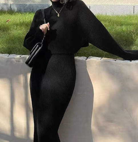 Lazy Style Women's Two-Piece High Neck Sweater Set