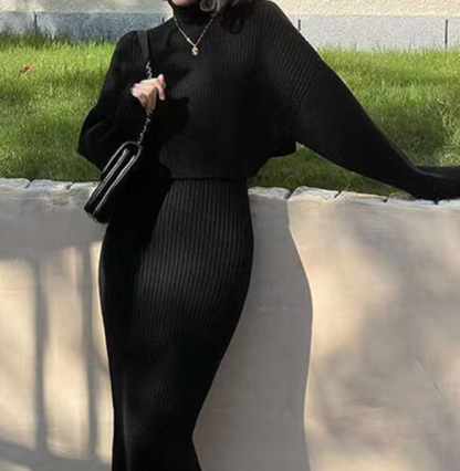 Lazy Style Women's Two-Piece High Neck Sweater Set