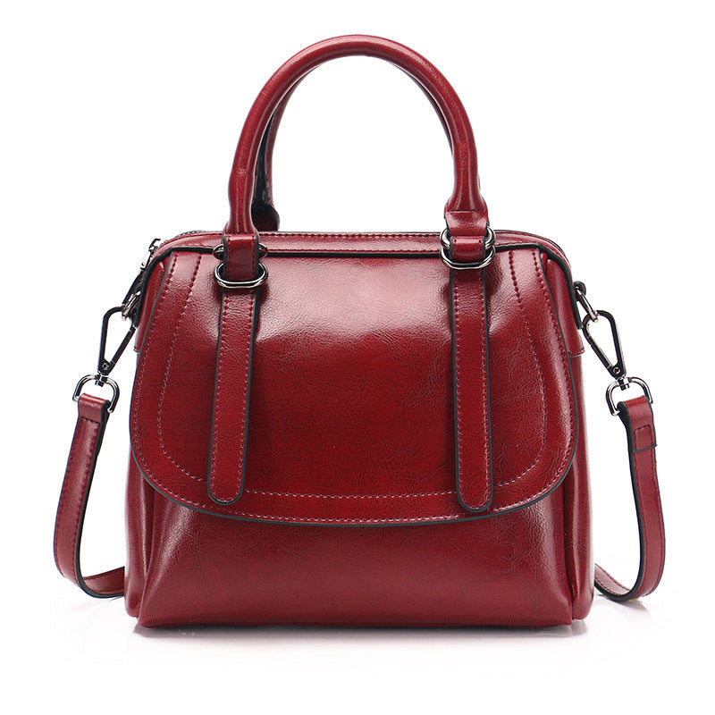 New Waxed Cowhide Handbag for Women, Stylish Design