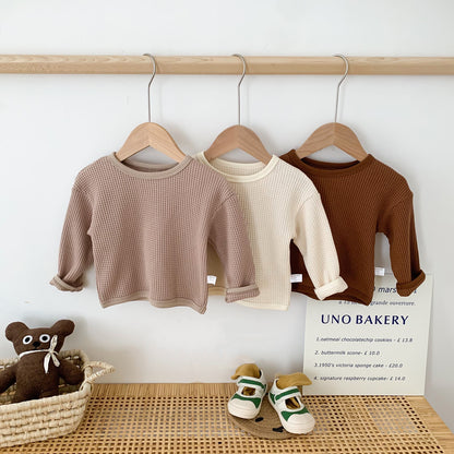 Rough Waffle Long Sleeve Top for Boys and Girls