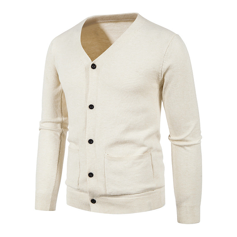 Casual Solid Color Sweater Jacket for Men