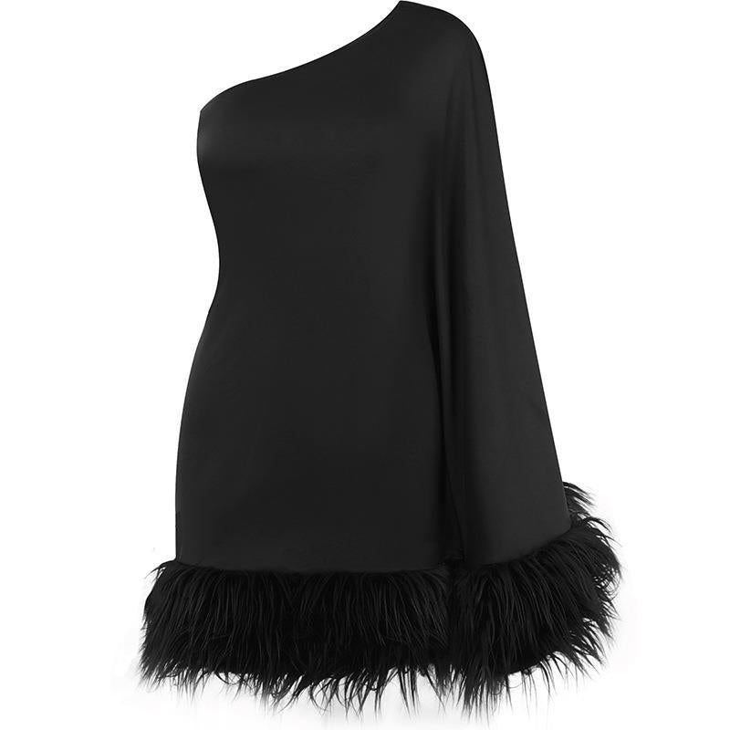 Sexy One-Shoulder Cape Dress for Parties