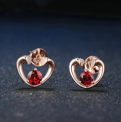 Rose Gold Gemstone Studs in 925 Silver