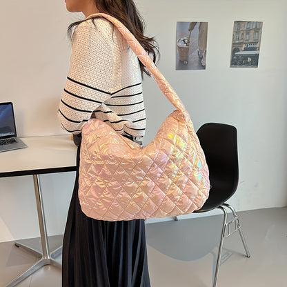 Large Space Print Cloud Pleated Women's Tote Bag