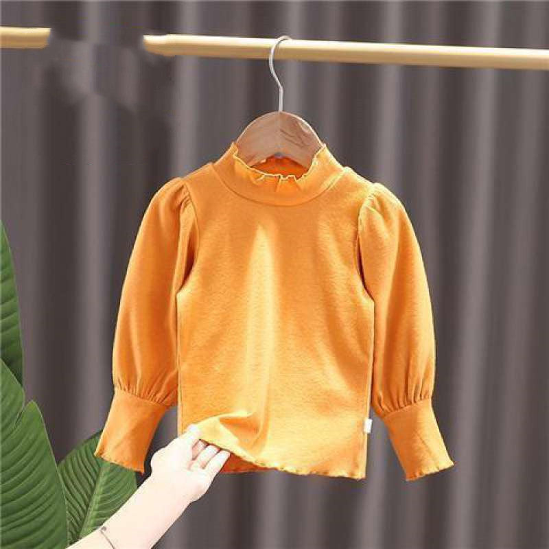 Girls' Stand Collar Long Sleeve Puff Sleeve Top