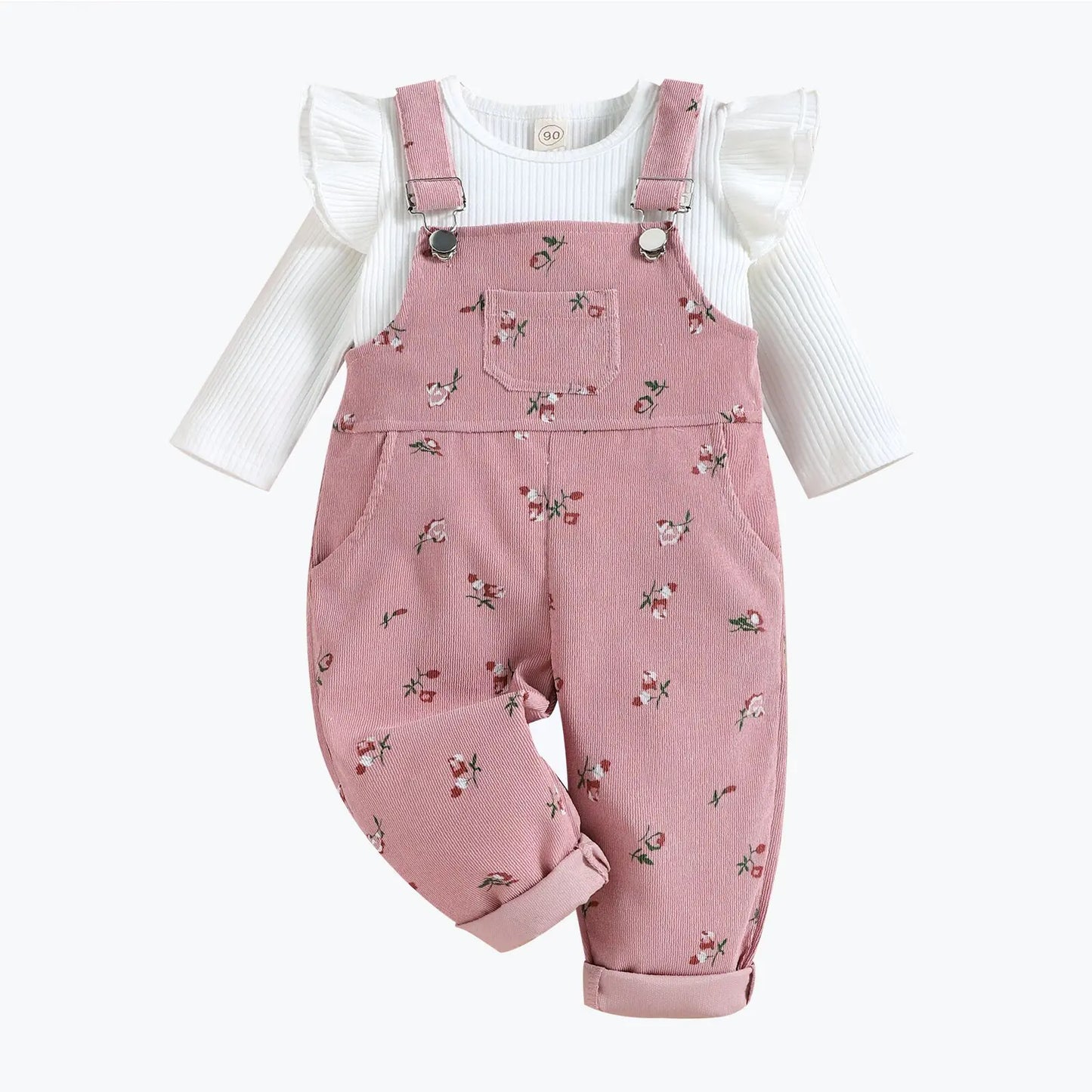 Korean Style Girls' Long Sleeve Top & Corduroy Pants Set