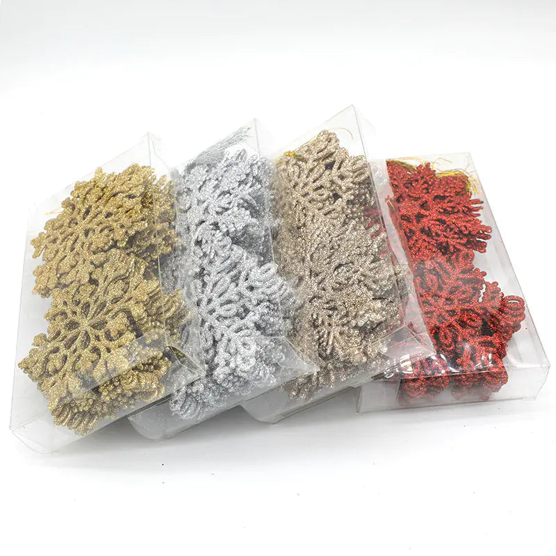10cm Glitter Snowflake Set for Christmas Decor (24PCS)