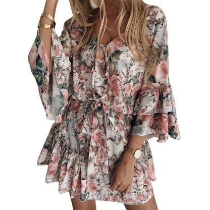 Floral Chiffon Pink Dress for Women