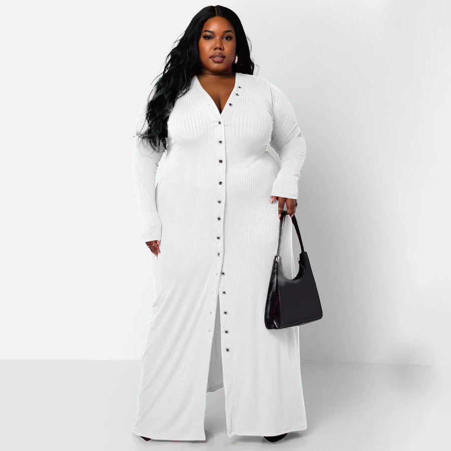 Plus Size Women's Striped Split Dress