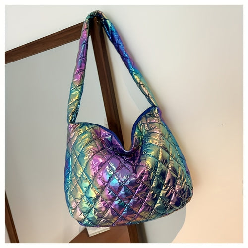 Large Space Print Cloud Pleated Women's Tote Bag