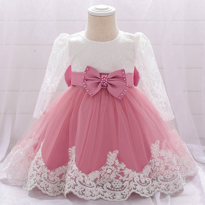 Lace Stitching Long-Sleeved Washing Gown