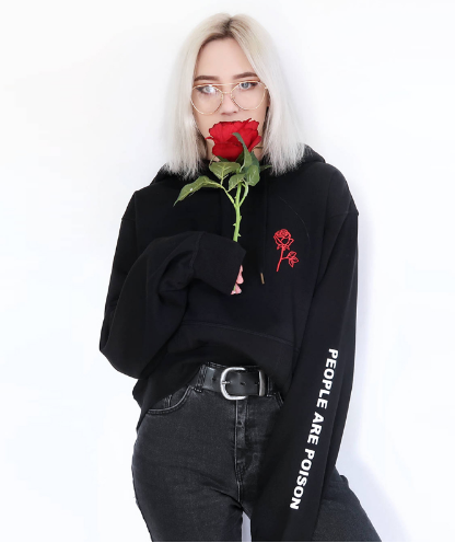Hooded Sweatshirt with Letter Print