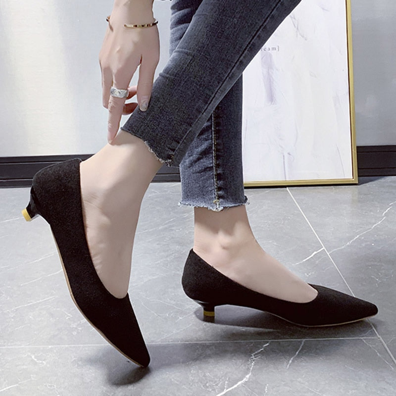 Comfortable Suede Pointed Toe High Heels for Work