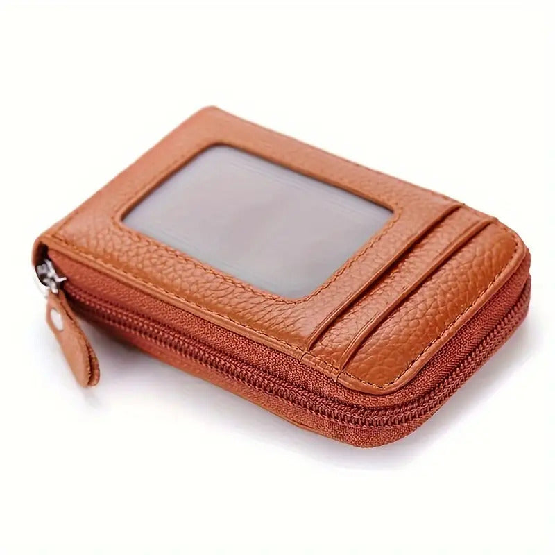 RFID Blocking Leather Mini Wallet  Men's and Women's 9 Card Slots Card Holder