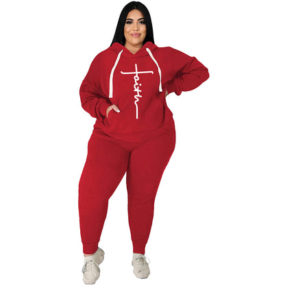 Trendy Plus Size Women's 2-Piece Tracksuit Set