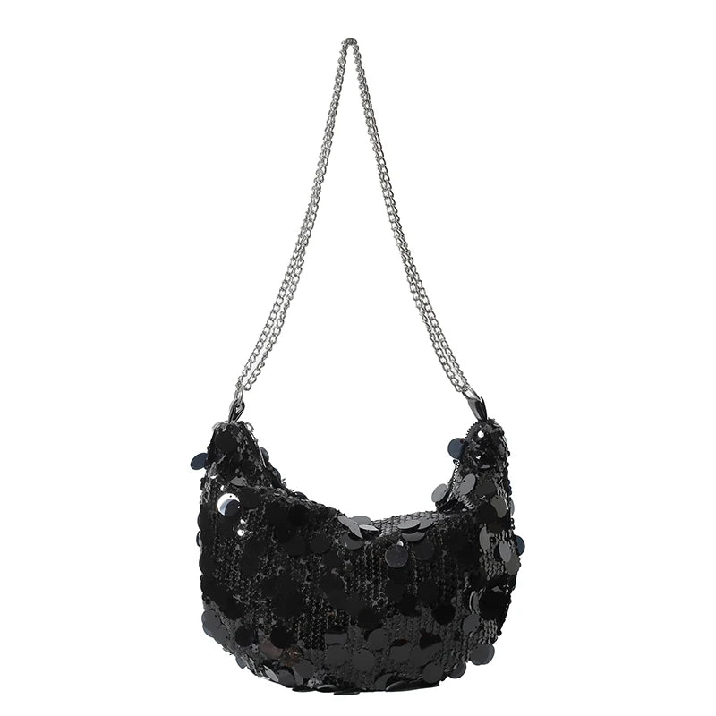 Sequin Bag Women  New Trendy Versatile Chain Solid One Shoulder Bags