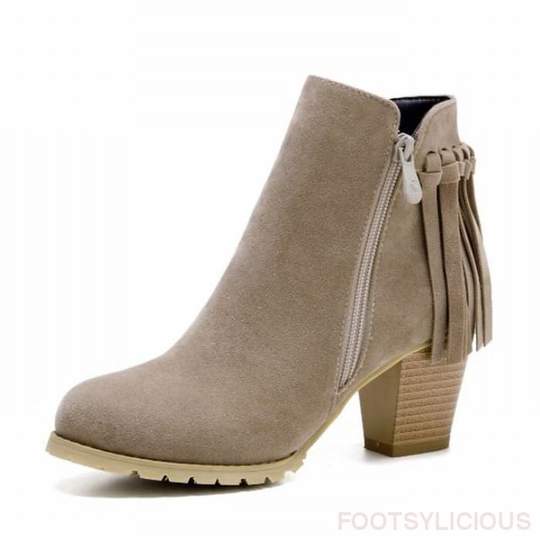 Fringe Ankle Boots  New Autumn Winter Chunky Heels